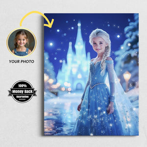 Personalized Princess Portrait: Custom Elsa Art, Birthday Gift (Digital File) - Image 1