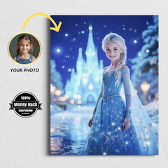 Personalized Princess Portrait: Custom Elsa Art, Birthday Gift (Digital File) - Image 1