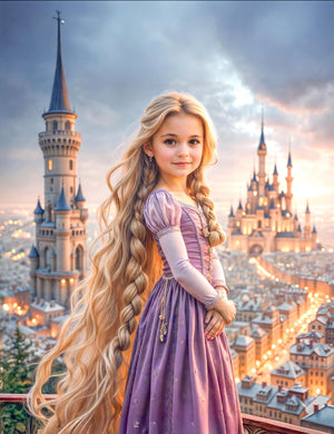 Personalized Rapunzel Princess Portrait: Custom Birthday Gift (Digital File) - Image 2
