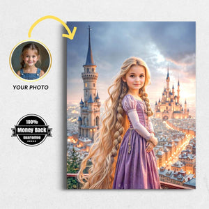 Personalized Rapunzel Princess Portrait: Custom Birthday Gift (Digital File) - Image 1