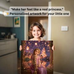 Custom Rapunzel Portrait: Fairytale Princess Art, Fantasy Child Gift (Digital or Canvas - Image 2