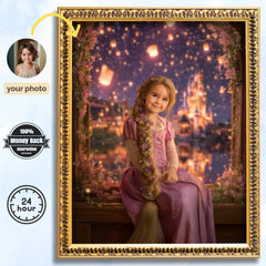 Custom Rapunzel Portrait: Fairytale Princess Art, Fantasy Child Gift (Digital or Canvas - Image 1