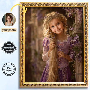 Custom Rapunzel Portrait: Fairytale Princess Art, Fantasy Child Gift - Image 1