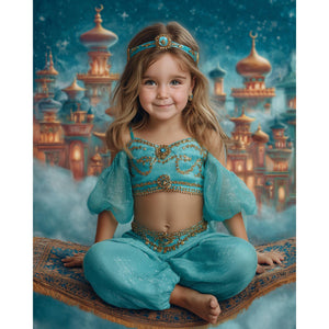 Custom Jasmine Portrait Digital or Canvas Print, Fantasy Princess Child Artwork Gift - Image 2