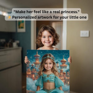Custom Jasmine Portrait Digital or Canvas Print, Fantasy Princess Child Artwork Gift - Image 3