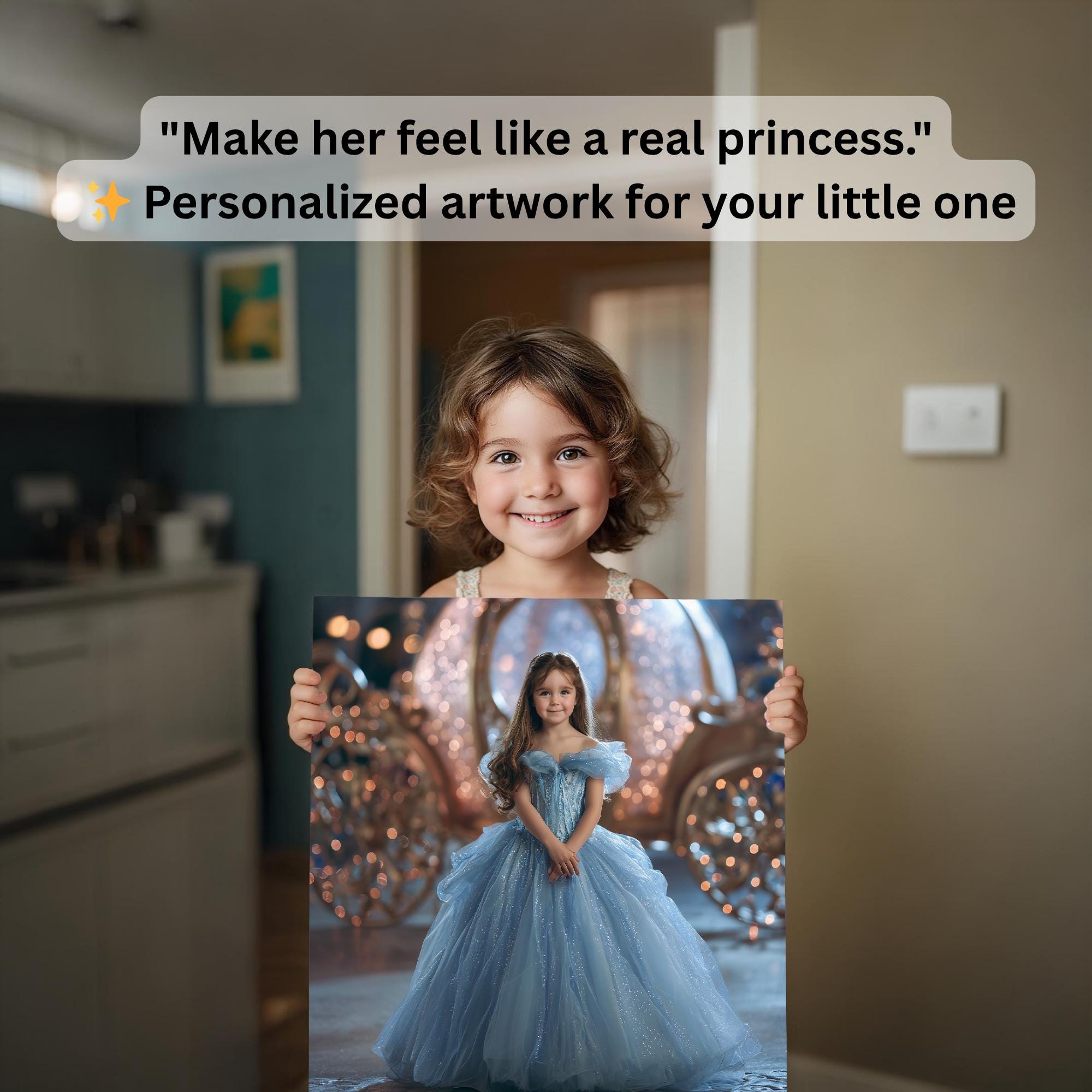 Custom Cinderella Princess Portrait: Fairytale Artwork Gift (Digital or Canvas - Image 2