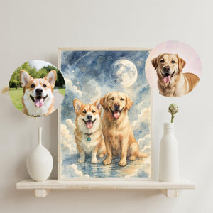 Custom Dog Portrait Watercolor - Celestial Pet Memorial Print - Image 4