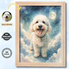 Custom Dog Portrait Watercolor - Celestial Pet Memorial Print - Image 1