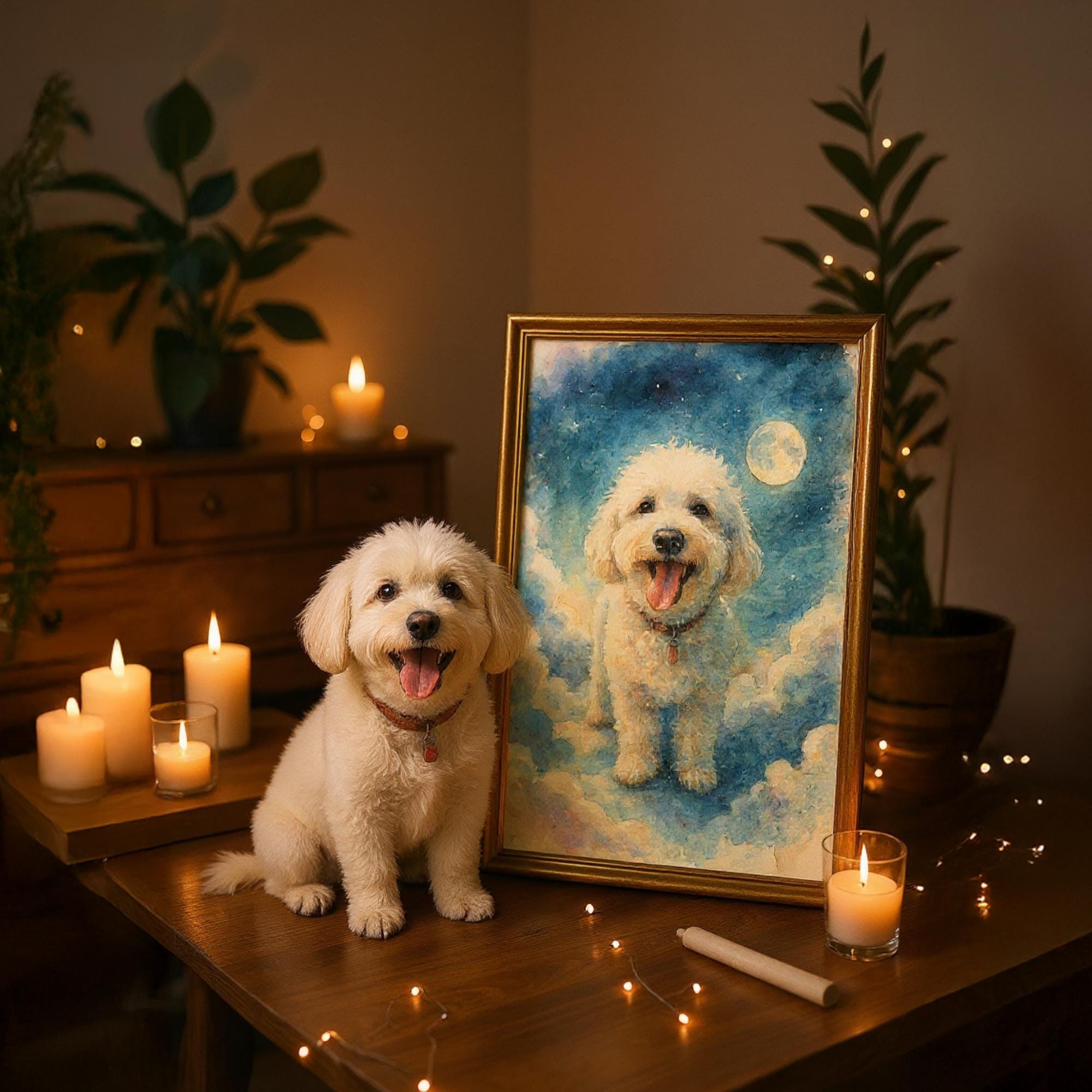 Custom Dog Portrait Watercolor - Celestial Pet Memorial Print - Image 2