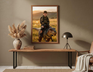 Custom Dinosaur Portrait | Boy Riding Parasaurolophus | Grassland Adventure Art | Digital Download - Image 7