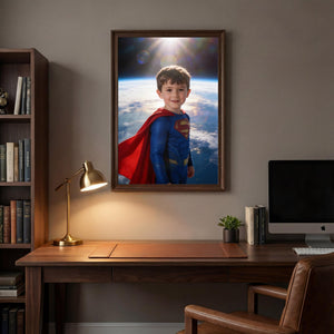 Custom Superman Portrait, Personalized Man of Steel Gift, Epic Space Orbit Wall Art, Superhero Boy Room Decor, High-End Superhero Gift - Image 8