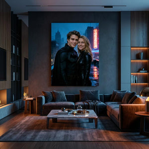 Custom Batman Couple Portrait, Personalised Dark Knight Gift for Him, Gotham Wall Art - Image 4