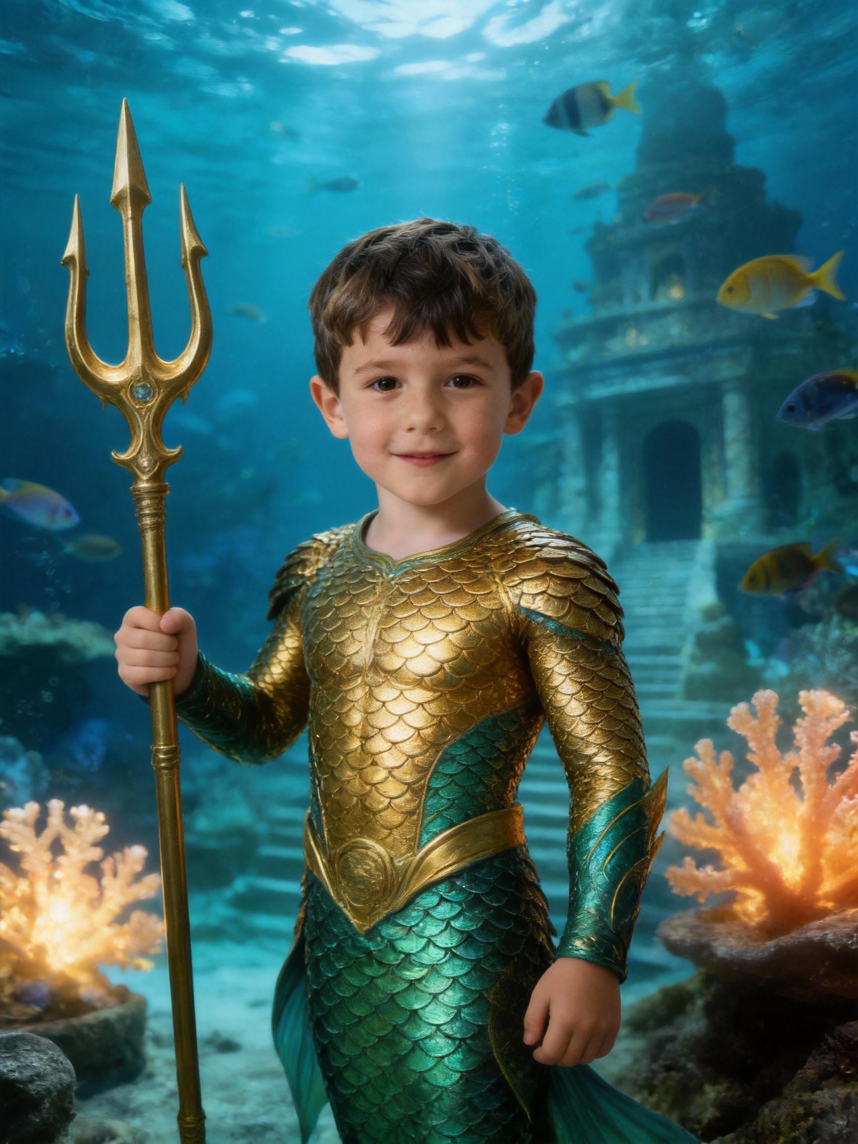 Custom Aquaman Portrait, Personalised King of Atlantis Gift, Superhero Wall Art for Kids, Ocean Theme Superhero Decor, Custom Sea Hero Art - Image 2