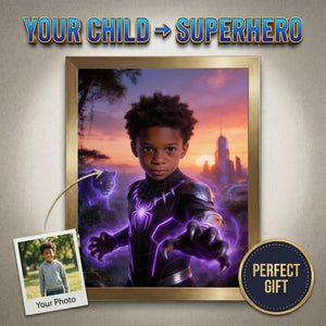 Custom Black Panther Portrait, Wakanda Superhero Gift for Boys - Image 1