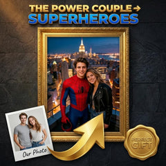 Custom Spider-Man Couple Portrait, Personalised Superhero Gift for Anniversary, Wall Art - Image 1