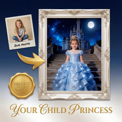 Custom Cinderella Portrait From Photo, Personalized Fairy Tale Gift for Girl, Princess Wall Art - Image 1