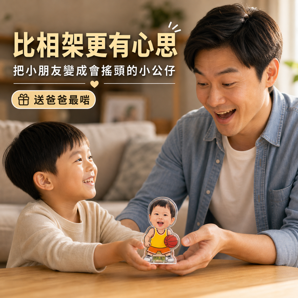 小朋友送爸爸有心思禮物｜訂製搖頭公仔