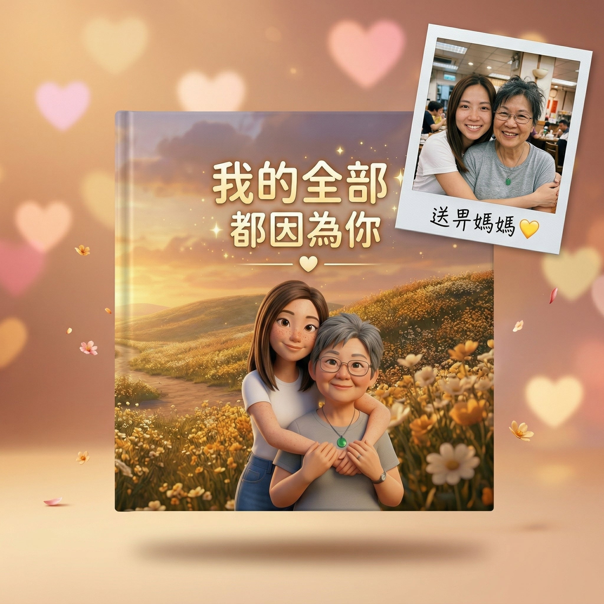 成人版繪本封面 mockup + 真人 Polaroid