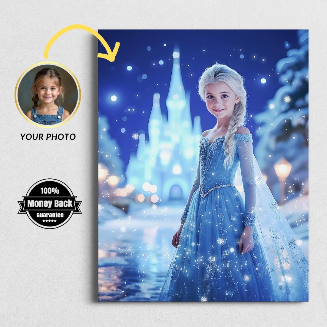 Personalized Princess Portrait: Custom Elsa Art, Birthday Gift (Digital File) - Image 1