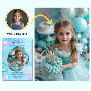 Personalized Mermaid Birthday Portrait: Custom Princess Invitation (Digital File) - Image 1