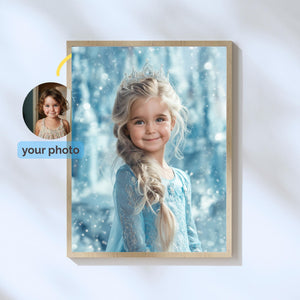 Personalized Elsa Princess Portrait: Custom Digital Art, Birthday Gift - Image 1
