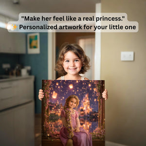 Custom Rapunzel Portrait: Fairytale Princess Art, Fantasy Child Gift (Digital or Canvas - Image 2