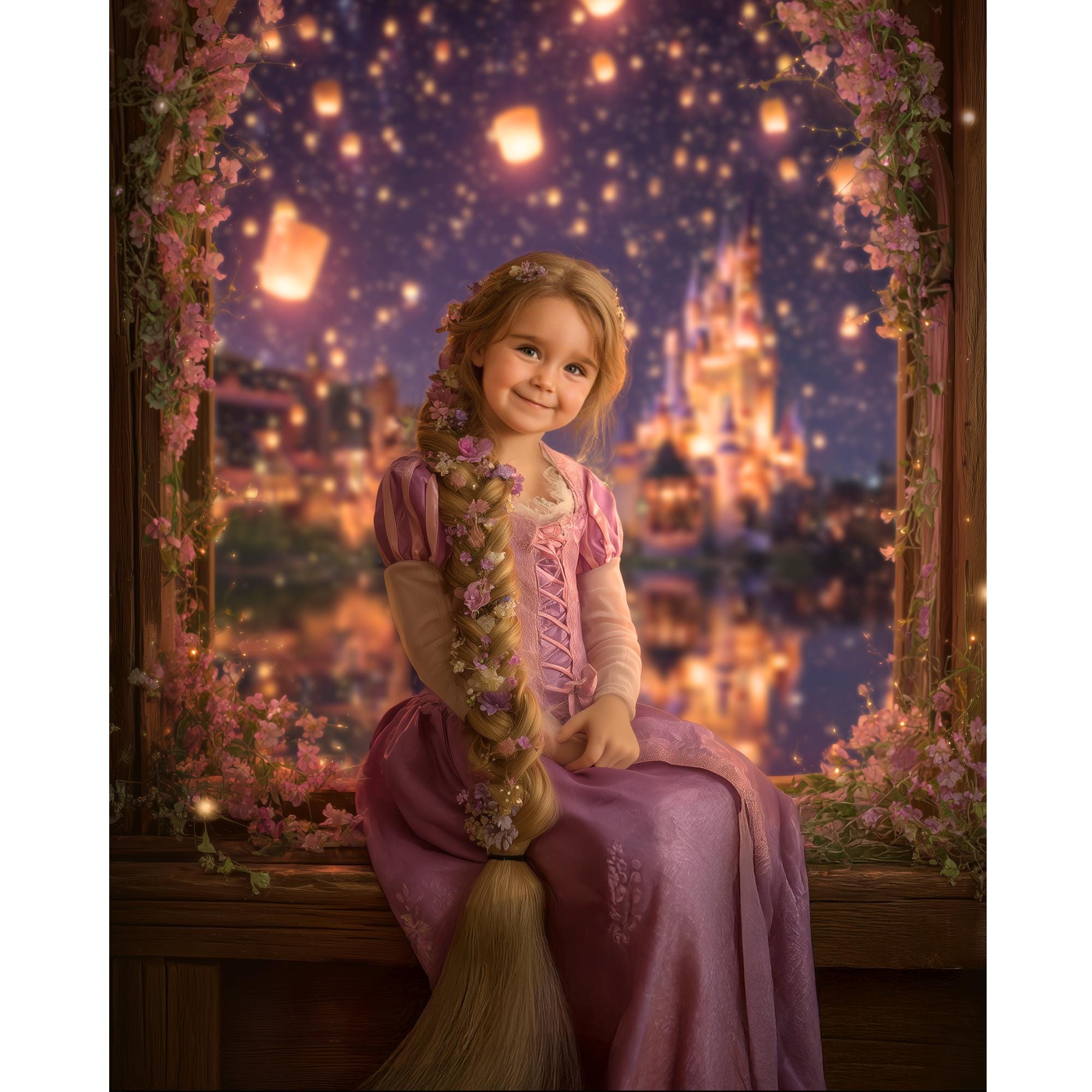 Custom Rapunzel Portrait: Fairytale Princess Art, Fantasy Child Gift (Digital or Canvas - Image 3