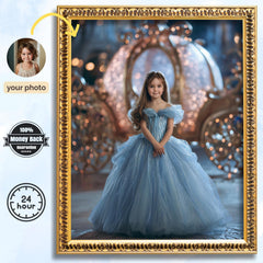 Custom Cinderella Princess Portrait: Fairytale Artwork Gift (Digital or Canvas - Image 1