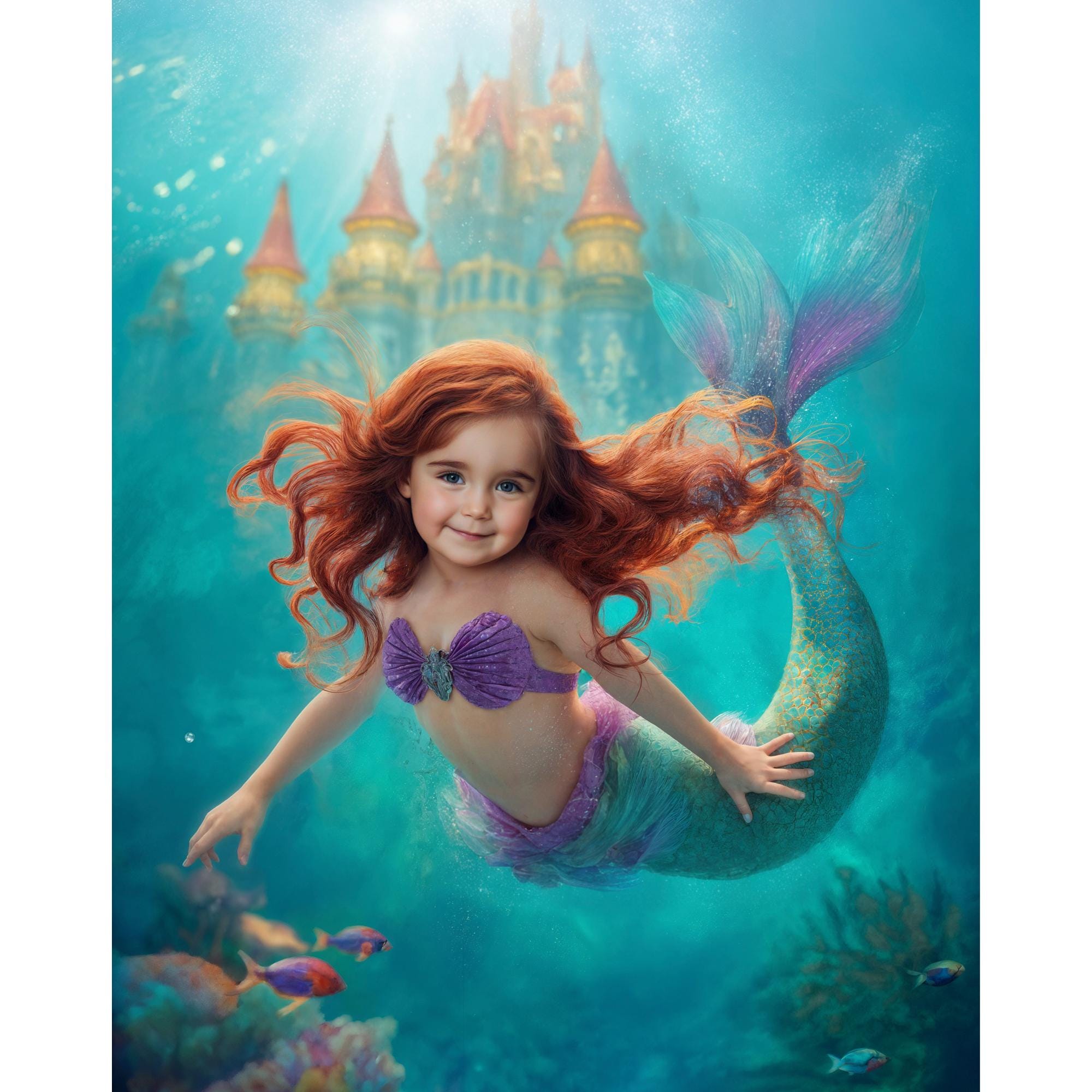 Personalized Mermaid Princess Portrait: Custom Digital Art, Birthday Gift - Image 3
