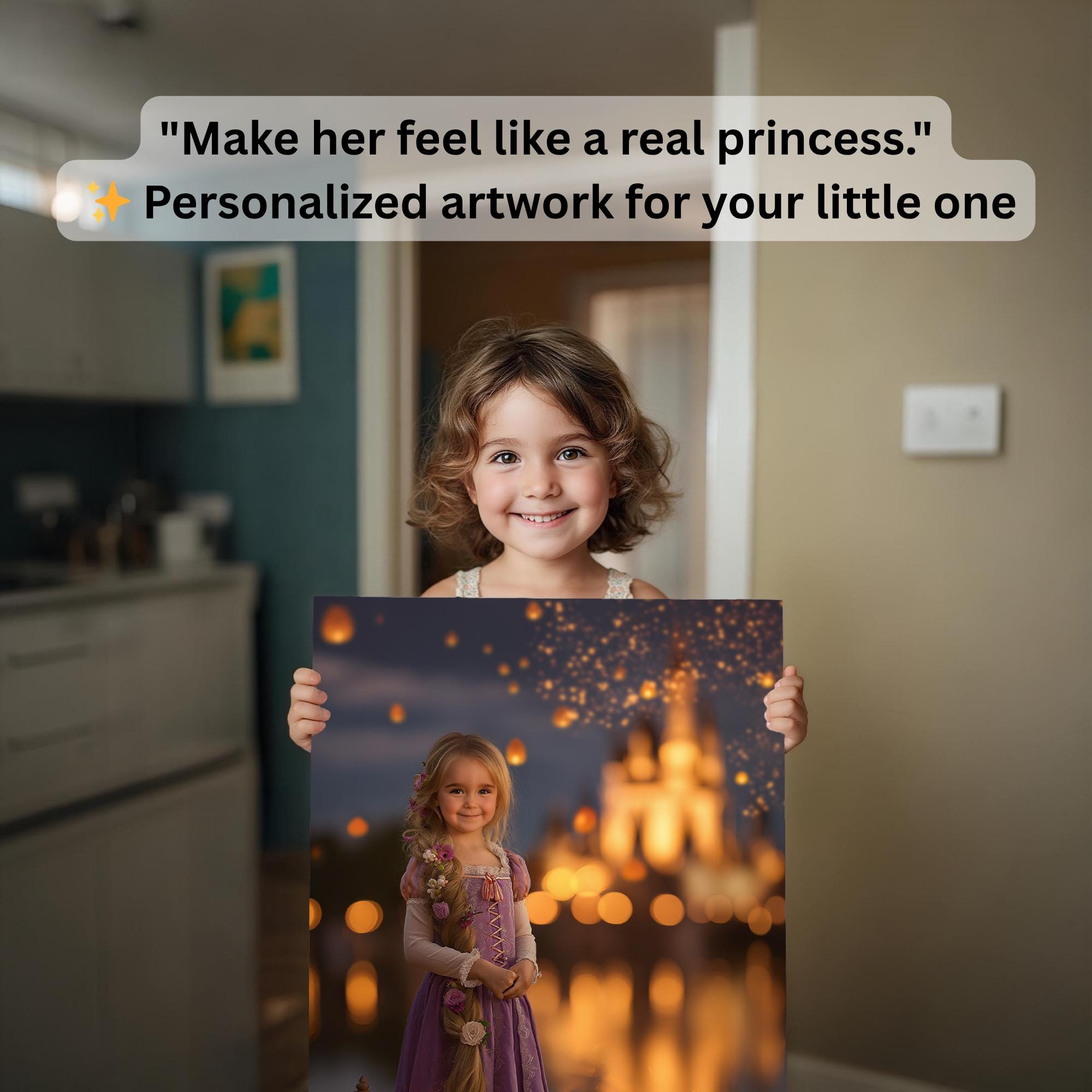 Personalized Rapunzel Princess Portrait: Custom Digital Art, Birthday Gift - Image 2