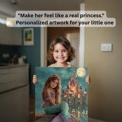 Custom Mermaid Portrait: Fantasy Princess Child Art, Digital or Canvas - Image 2