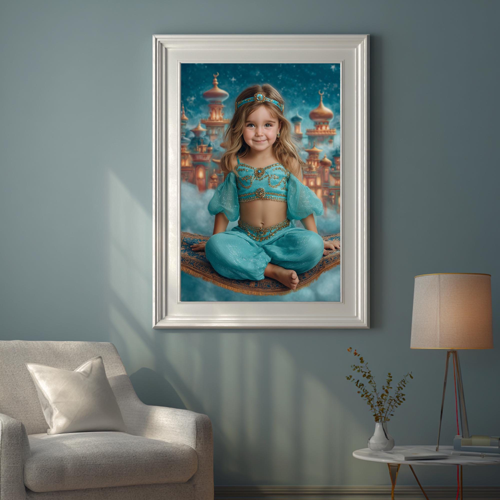 Custom Jasmine Portrait Digital or Canvas Print, Fantasy Princess Child Artwork Gift - Image 7