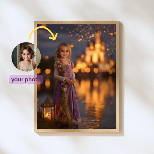 Personalized Rapunzel Princess Portrait: Custom Digital Art, Birthday Gift - Image 1