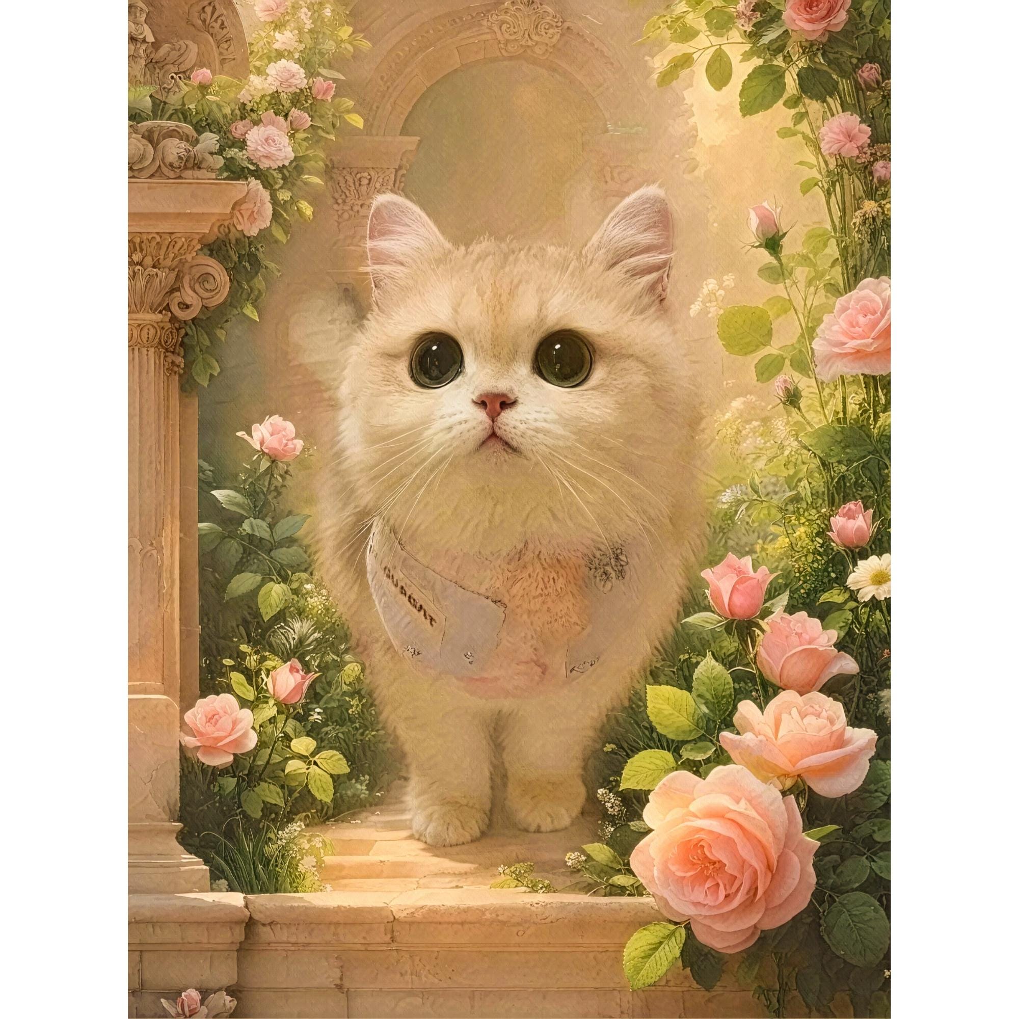 Custom Cat Portrait Canvas - Baroque Garden Style Pet Memorial - Image 3