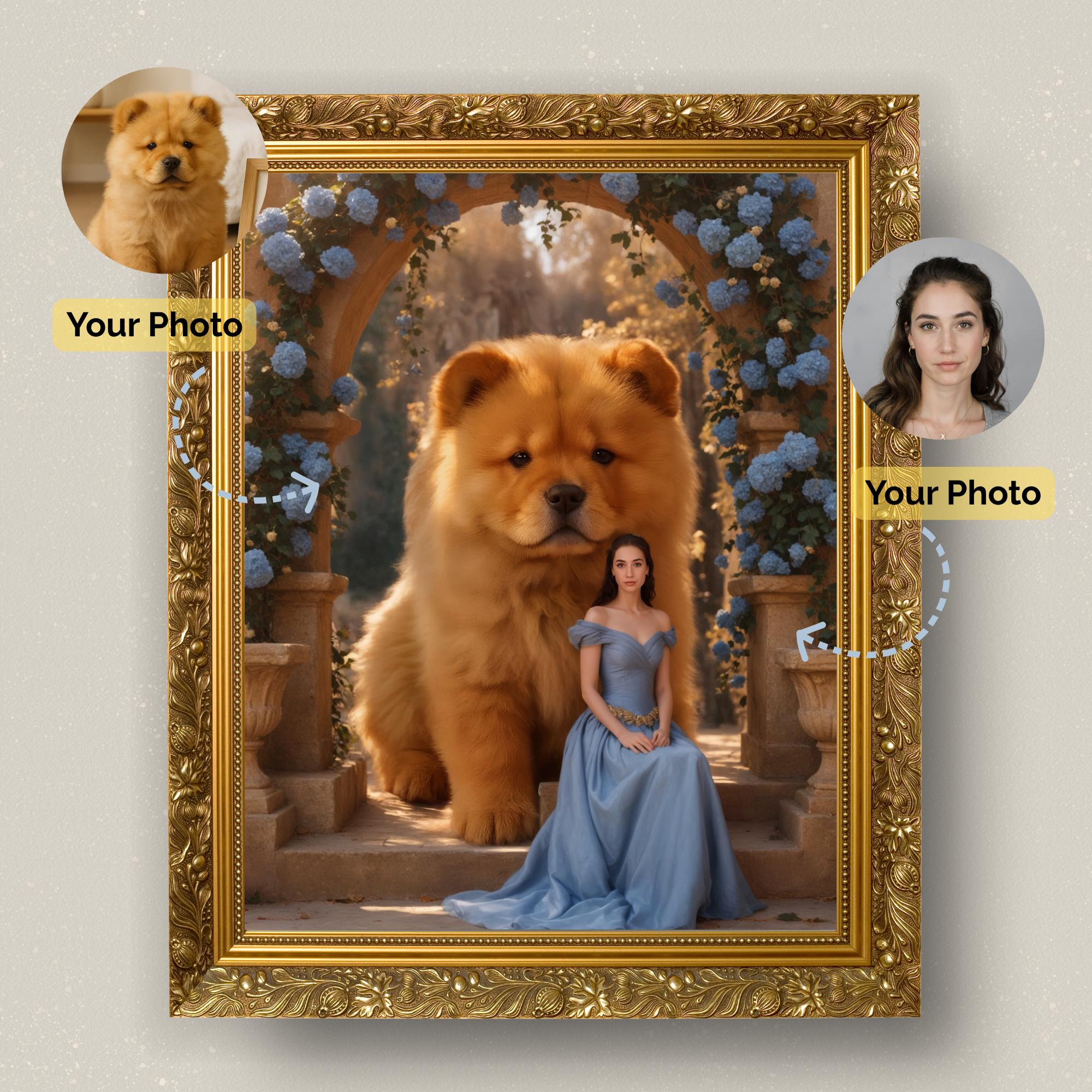 Custom Guardian Beast Portrait Digital Painting – Dreamy Pet & Owner Fantasy Art - Image 1