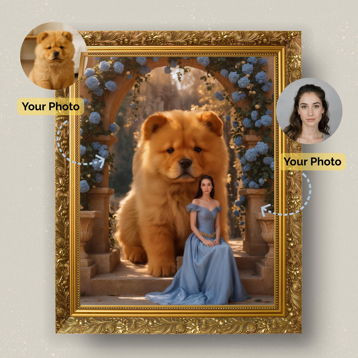 Custom Guardian Beast Portrait Digital Painting – Dreamy Pet & Owner Fantasy Art - Image 1