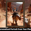 Custom Dinosaur Portrait | Boy Riding Pachyrhinosaurus | Canyon Adventure Art | Digital Download - Image 1