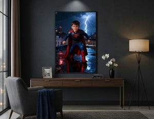 Custom Superman Portrait | Stormy Rooftop Scene | Dramatic Hero Art | Digital Download - Image 7
