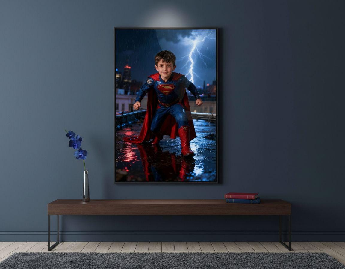 Custom Superman Portrait | Stormy Rooftop Scene | Dramatic Hero Art | Digital Download - Image 9