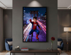 Custom Spiderman Portrait | Boy on Brooklyn Bridge | Superhero City Art | Digital Download - Image 6