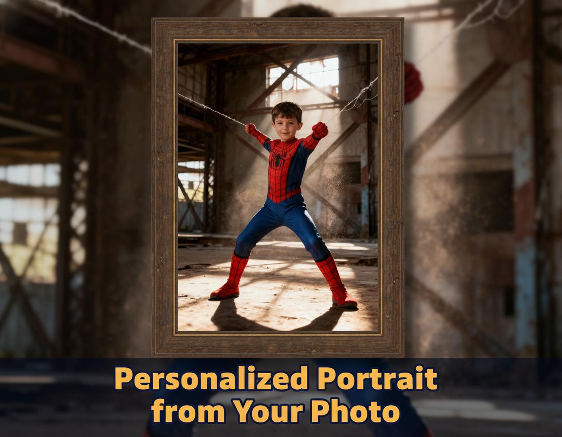 Custom Spiderman Portrait | Industrial Warehouse Scene | Superhero Wall Art | Digital Download - Image 1