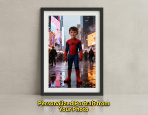 Custom Spiderman Portrait | Times Square Neon Art | Superhero Boy Gift | Digital Download - Image 1