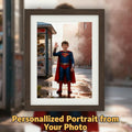 Custom Superman Portrait | Morning City Corner | Classic Hero Art | Digital Download - Image 1
