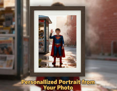 Custom Superman Portrait | Morning City Corner | Classic Hero Art | Digital Download - Image 1