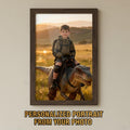 Custom Dinosaur Portrait | Boy Riding Parasaurolophus | Grassland Adventure Art | Digital Download - Image 1