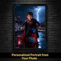 Custom Superman Portrait | Stormy Rooftop Scene | Dramatic Hero Art | Digital Download - Image 1