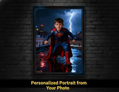 Custom Superman Portrait | Stormy Rooftop Scene | Dramatic Hero Art | Digital Download - Image 1