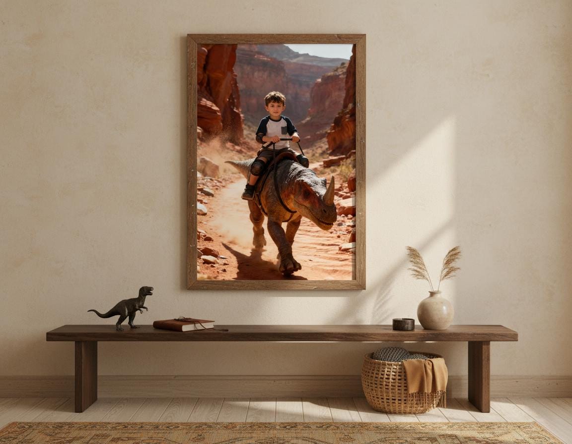 Custom Dinosaur Portrait | Boy Riding Pachyrhinosaurus | Canyon Adventure Art | Digital Download - Image 8