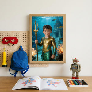 Custom Aquaman Portrait, Personalised King of Atlantis Gift, Superhero Wall Art for Kids, Ocean Theme Superhero Decor, Custom Sea Hero Art - Image 7