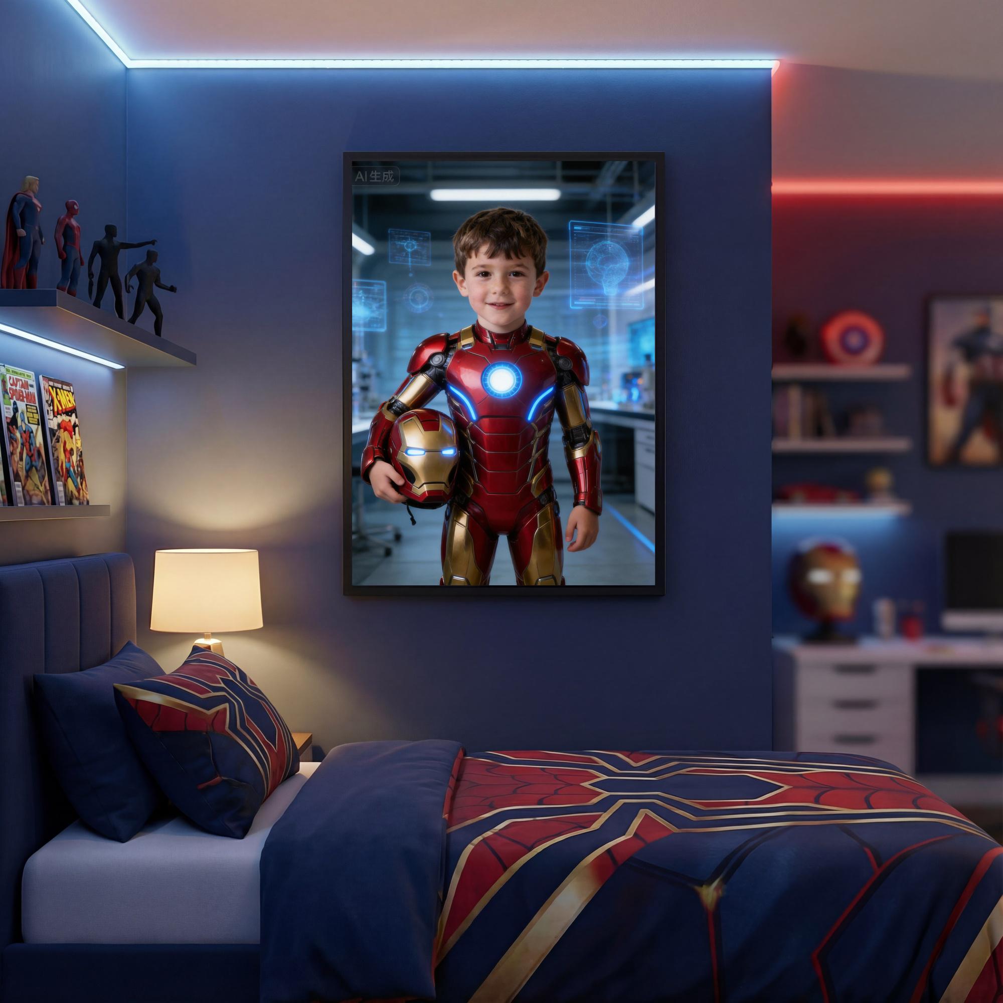 Custom Iron Man Portrait, Stark Industries Kids Room Decor - Image 6